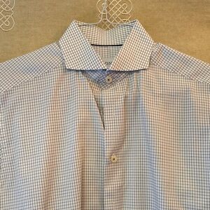 Eton White and Blue Grid Dress Shirt
